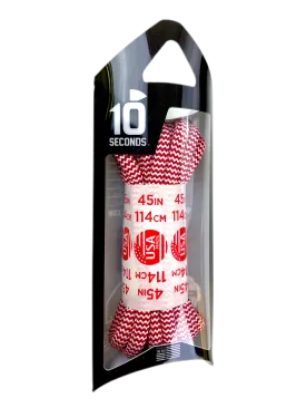 10 Seconds ® Athletic Jumbo Round Laces | Red/White Herringbone