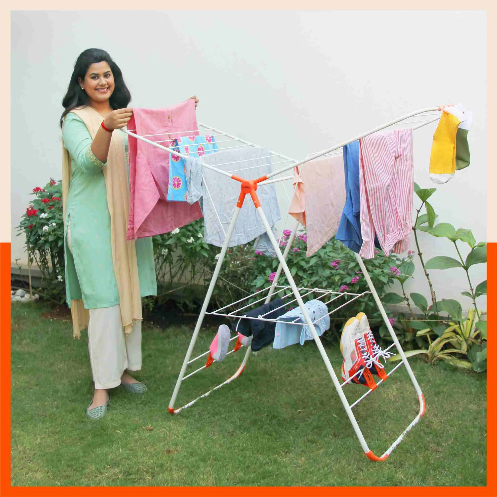 Bathla Mobidry Neo - Foldable Cloth Drying Stand For Home (Grey)