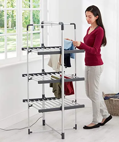 BLACK DECKER 63099 3-Tier Heated Clothes Airer Aluminium