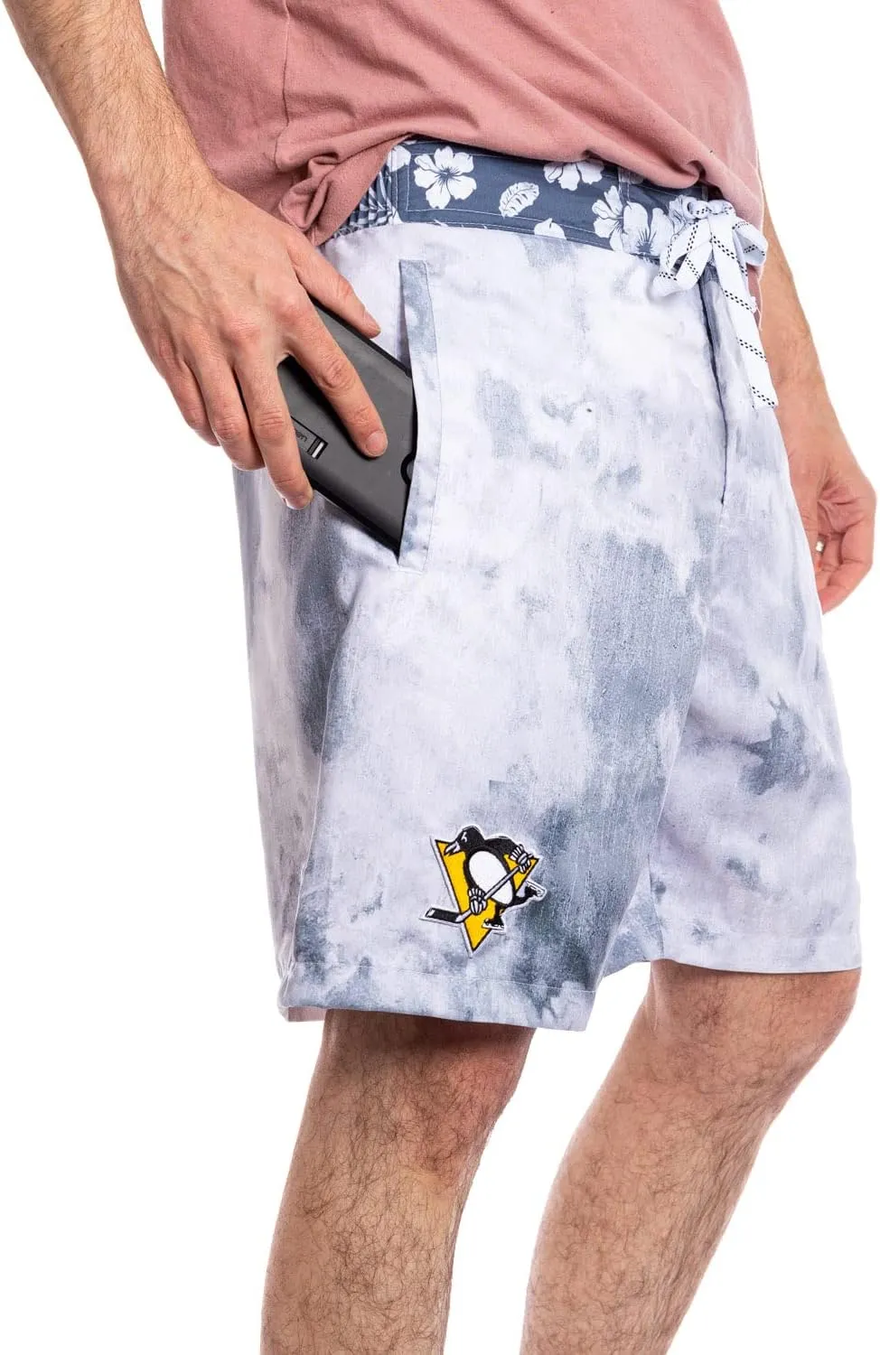 Calhoun NHL Mens Team Logo Watercolor Boardshort Swim Trunk
