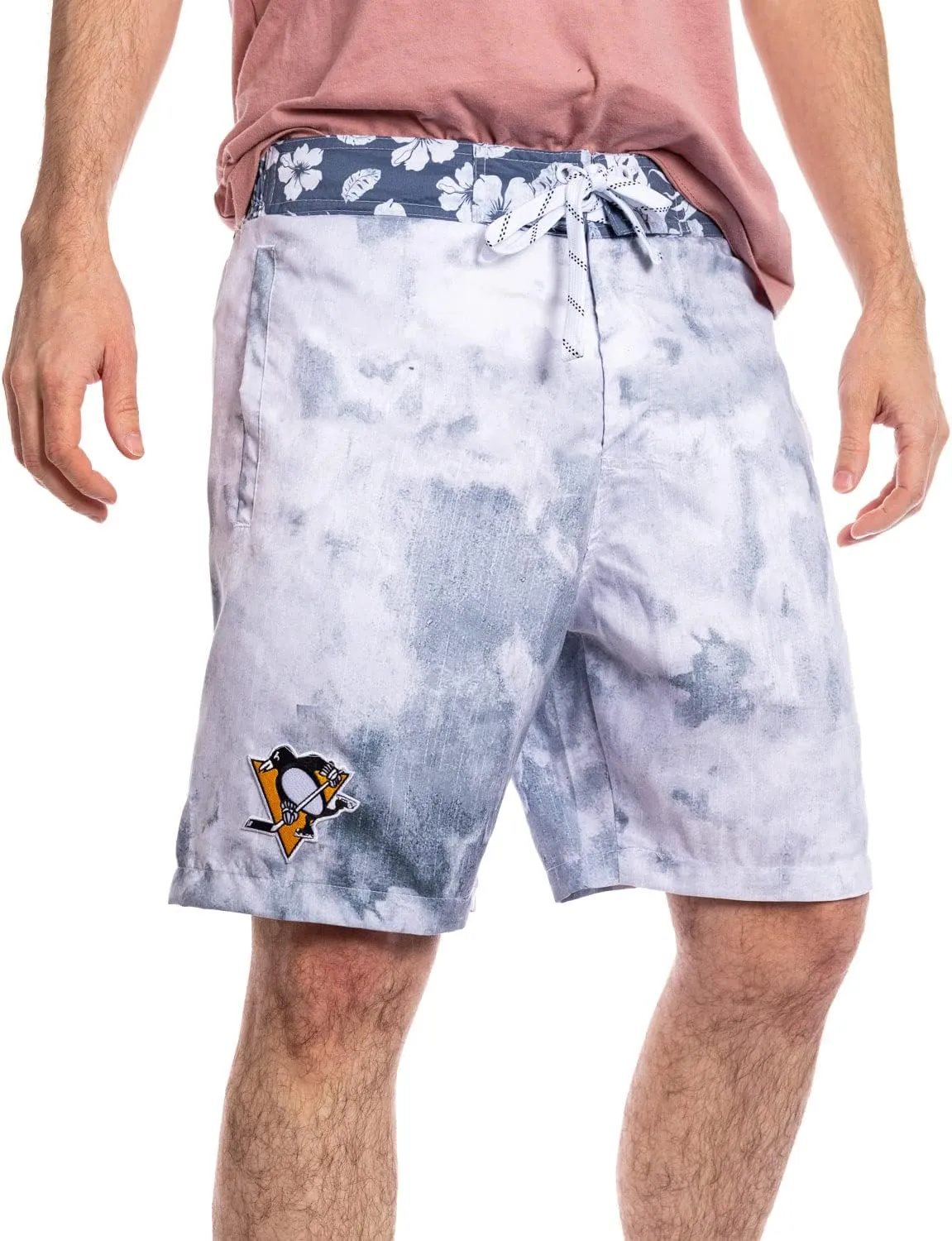 Calhoun NHL Mens Team Logo Watercolor Boardshort Swim Trunk