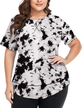 COOTRY Plus Size Workout Tops for Women Short Sleeve Loose fit Shirts Athletic Gym Yoga Clothing