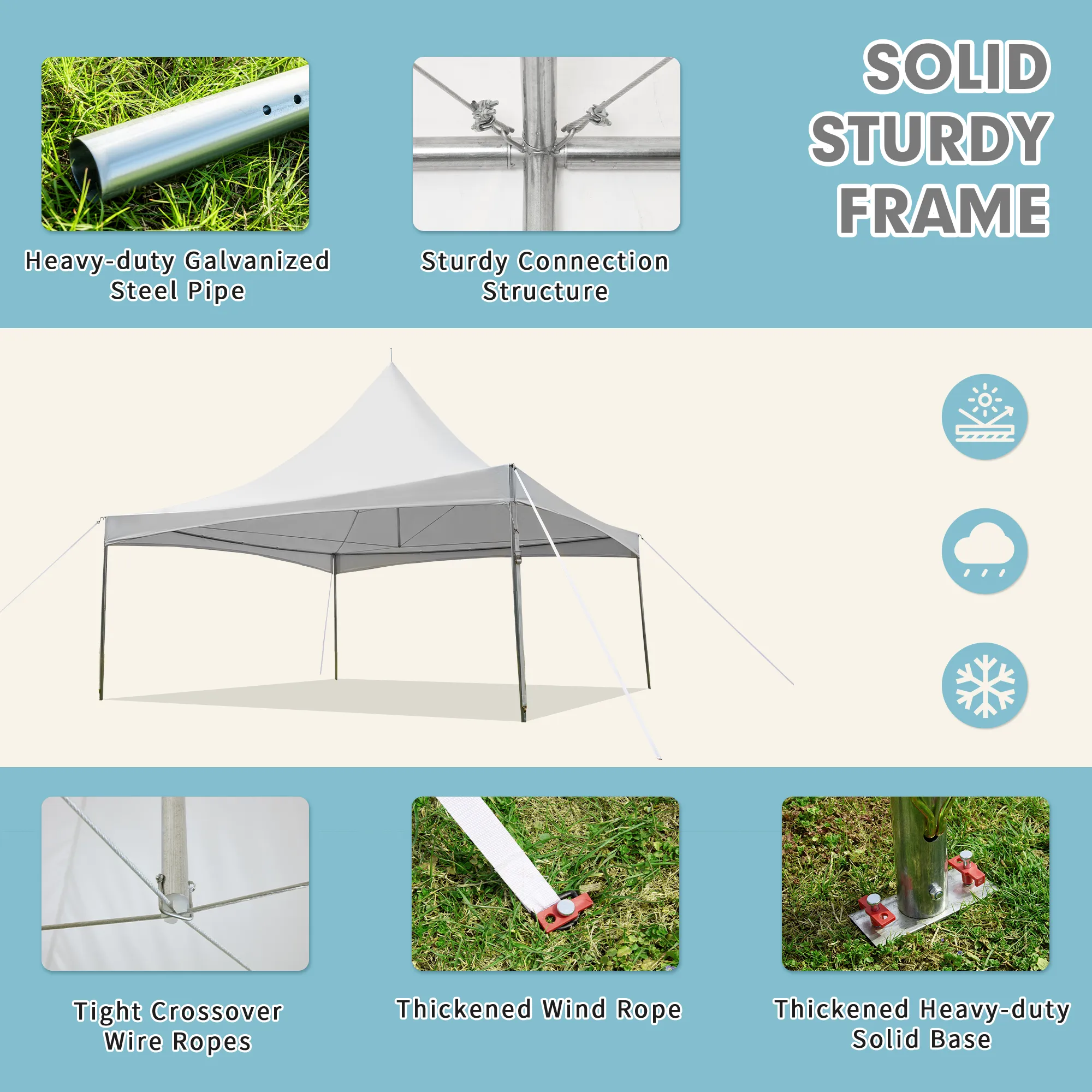 EROMMY 20x20 Party Tent with Steel Frame