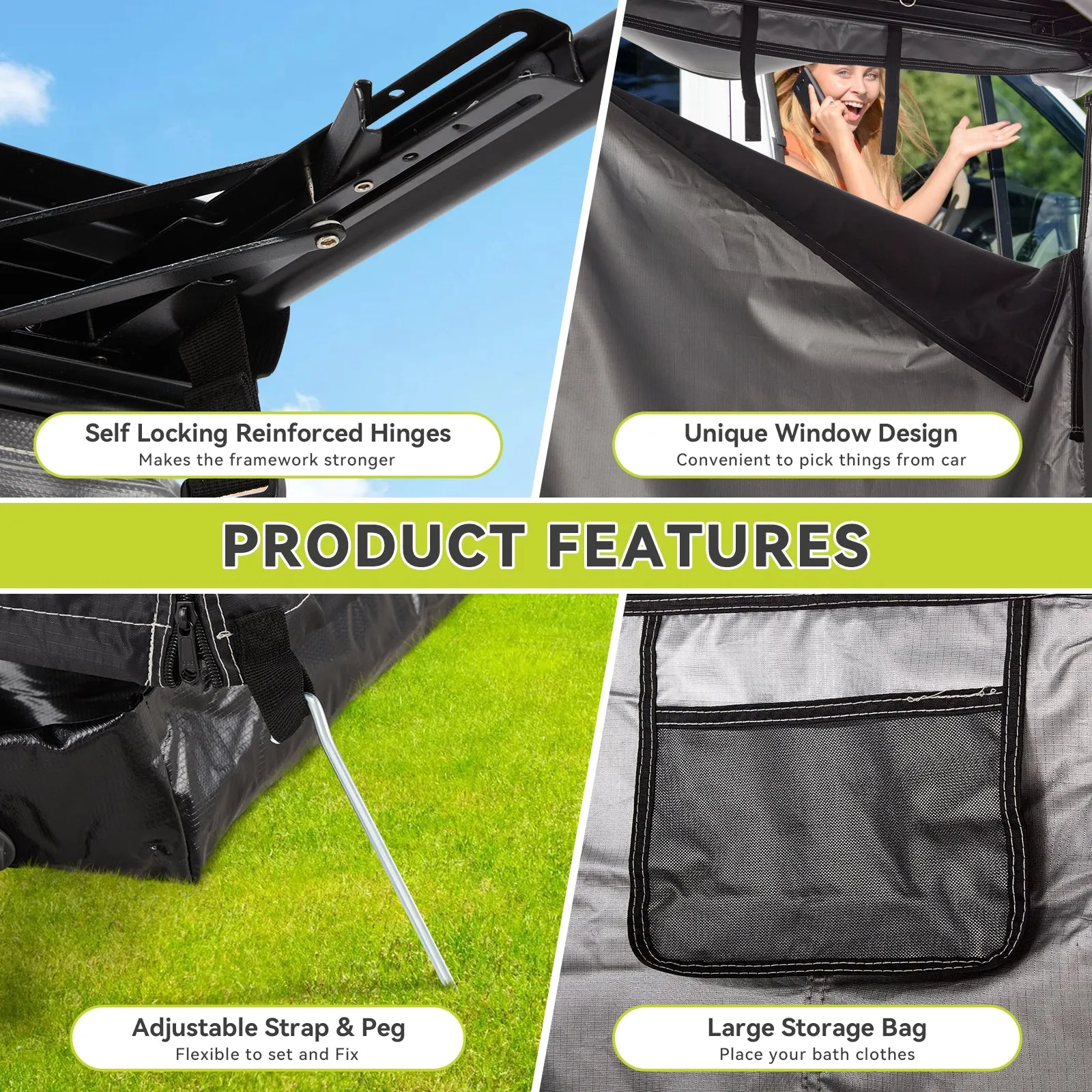 EROMMY Overland Camping Shower Tent with Roof