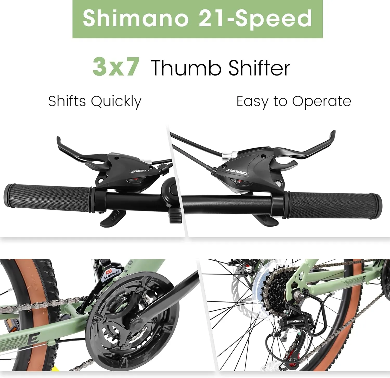 Full Dual Suspension Mountain Bike 24/26/27.5 Inch, Mountain Bike for Mens Womens, Student Work with 21-Speed Disc Trail Commuter City Snow Bicycles