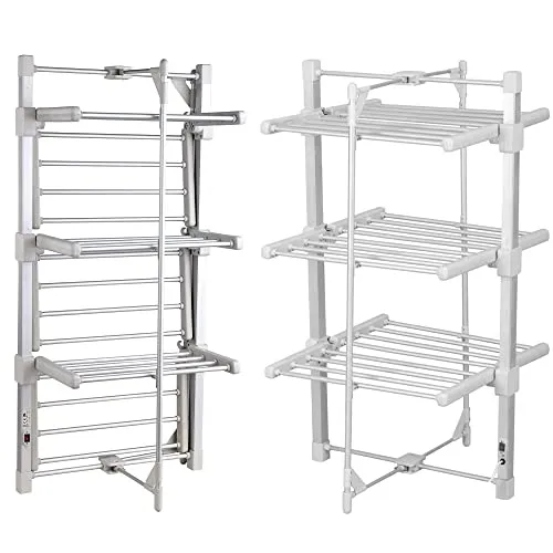 GlamHaus Electric Heated Clothes Airer Dryer Rack Aluminium