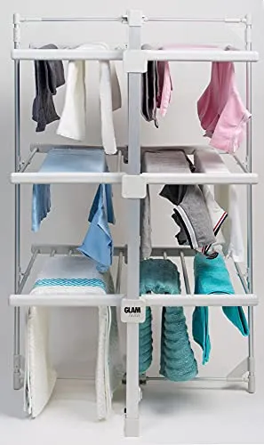 GlamHaus Electric Heated Clothes Airer Dryer Rack Aluminium