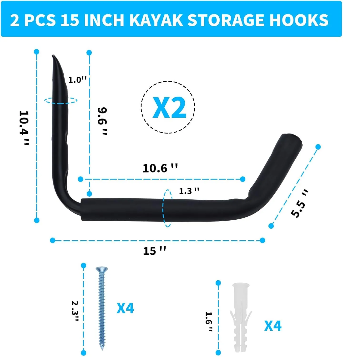 Heavy Duty Kayak Rack - Holds Canoes, Paddleboards, Surfboards & More - Space Saving Storage for Garage, Shed, Indoor & Outdoor Use
