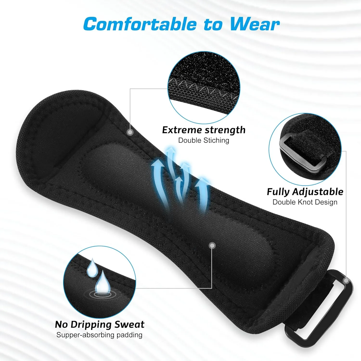 IPOW 2 Pack XXL Plus Size Knee Pain Relief & Patella Stabilizer Knee Strap Brace Support for Hiking, Soccer, Basketball, Running, Jumpers Knee, Tennis, Tendonitis, Volleyball & Squats, Black
