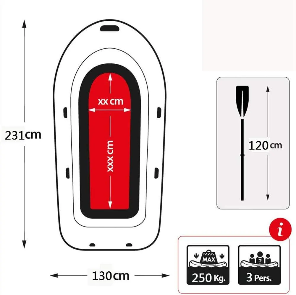 Kayak Rafts 2-4 Person Inflatable Boat Thickened Hovercraft Wear-Resisting Kayak Assault Rubber Boats Dinghies for Fishing and Other Entertainment