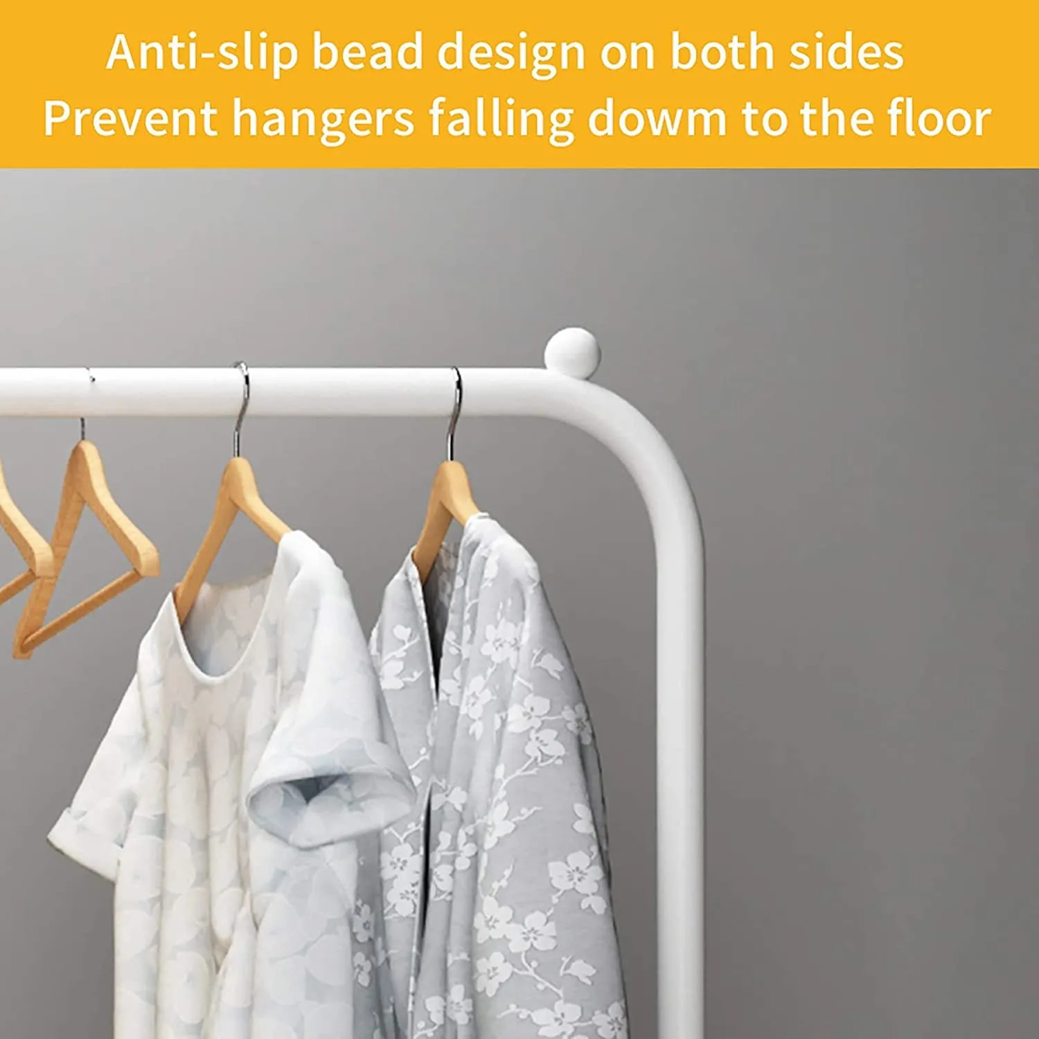 KriShyam® Freestanding Hanging Metal Clothes Rack with Storage Shelf and Side Hooks White