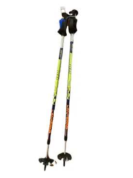 Leki Aerodur Skiing/Trekking Poles, Green/Orange, Retractable