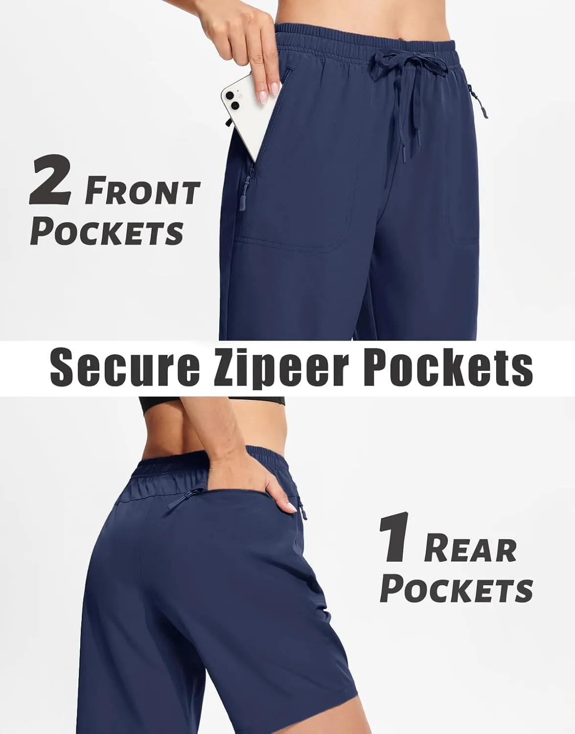 MAGCOMSEN Women's Hiking Shorts Lightweight Quick Dry 8" Golf Shorts Water Resistant with 3 Zipper Pockets