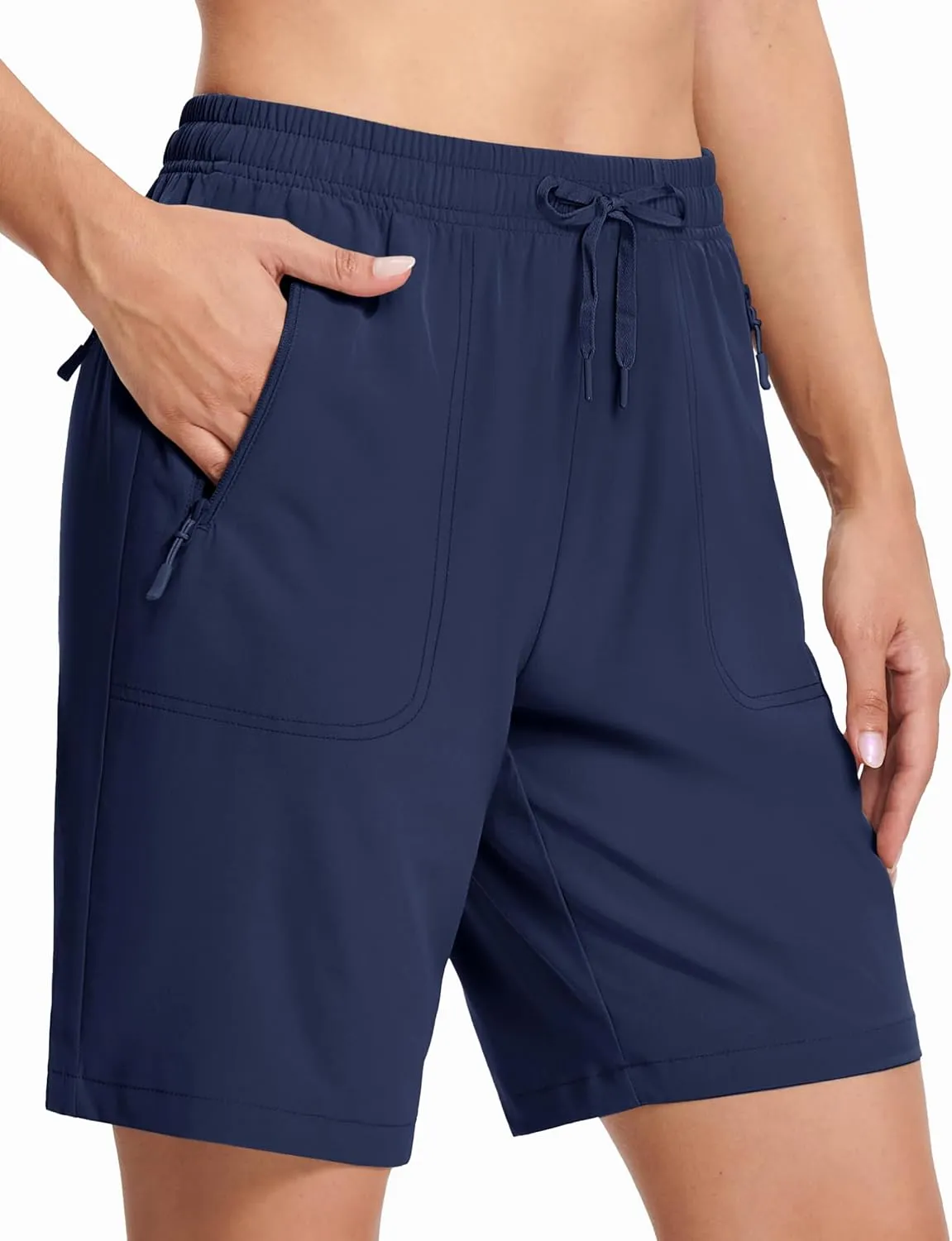 MAGCOMSEN Women's Hiking Shorts Lightweight Quick Dry 8" Golf Shorts Water Resistant with 3 Zipper Pockets