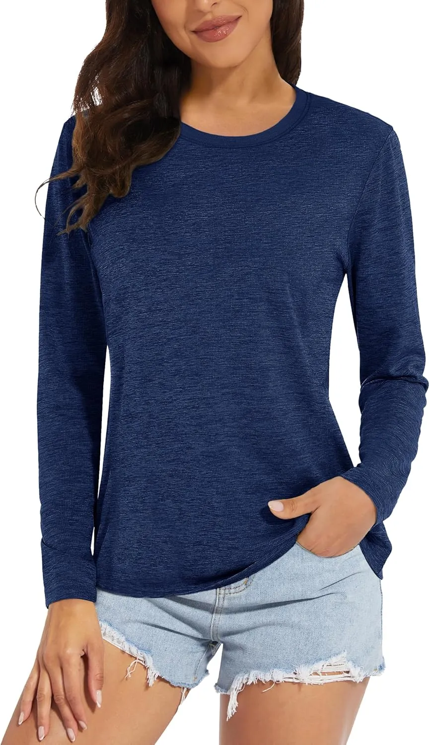 MAGCOMSEN Women's Long Sleeve Shirts UPF 50  Sun Protection Quick Dry Athletic Running Workout Tops Rash Guard