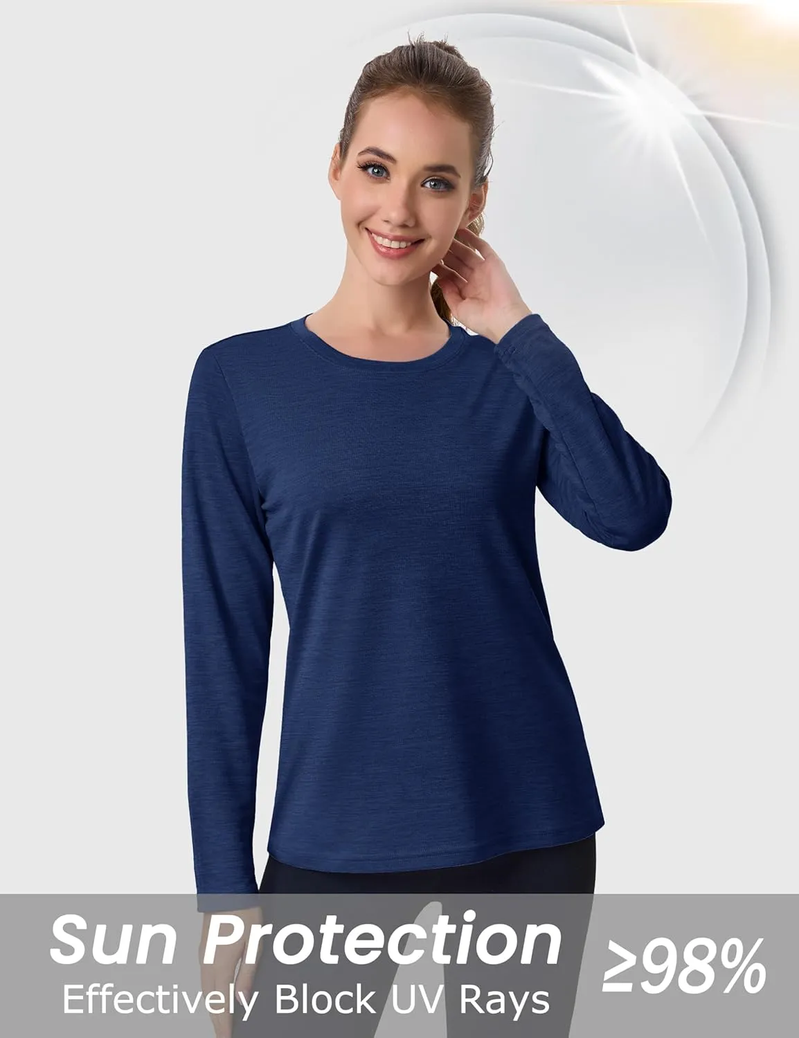 MAGCOMSEN Women's Long Sleeve Shirts UPF 50  Sun Protection Quick Dry Athletic Running Workout Tops Rash Guard
