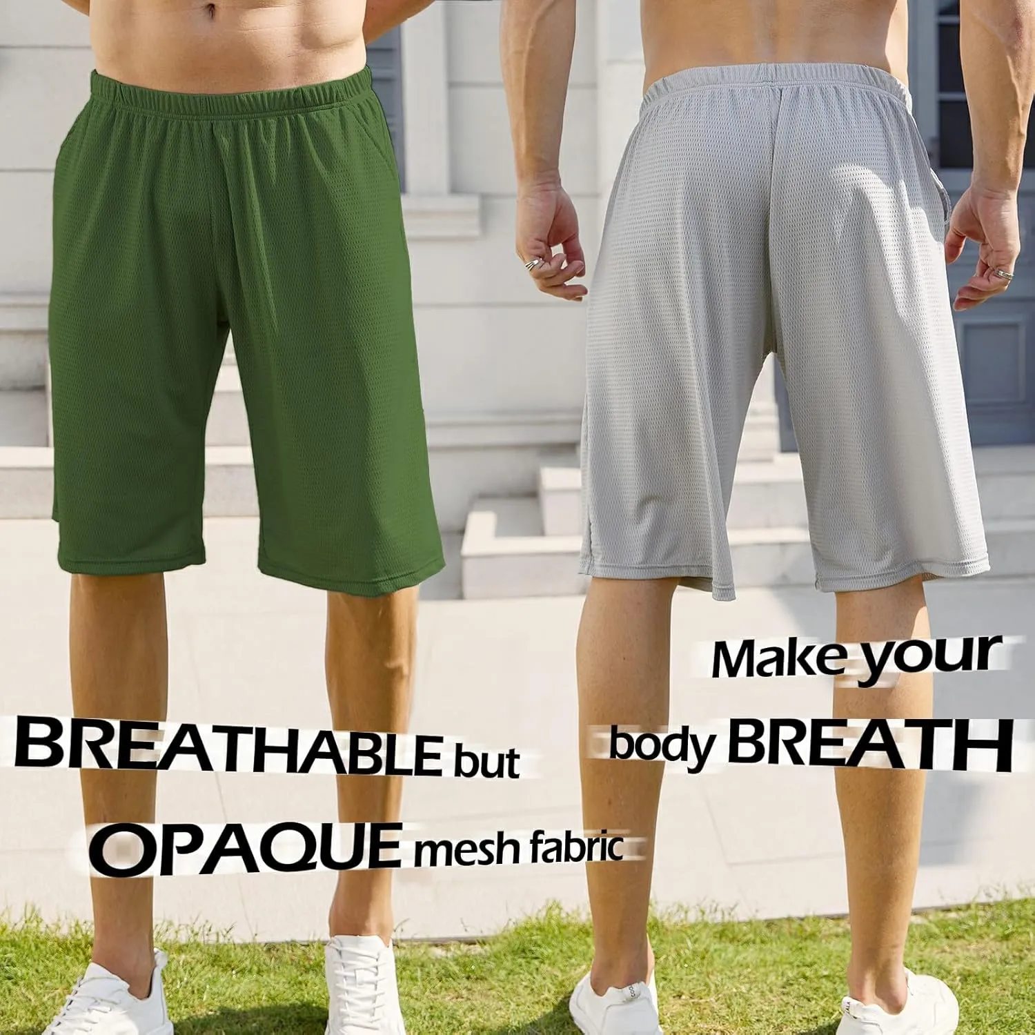 Mens Athletic Running Shorts 2 Pack Quick Dry with Pocket Gym Workout Shorts for Men Mesh Swim Trunks Board Pajama