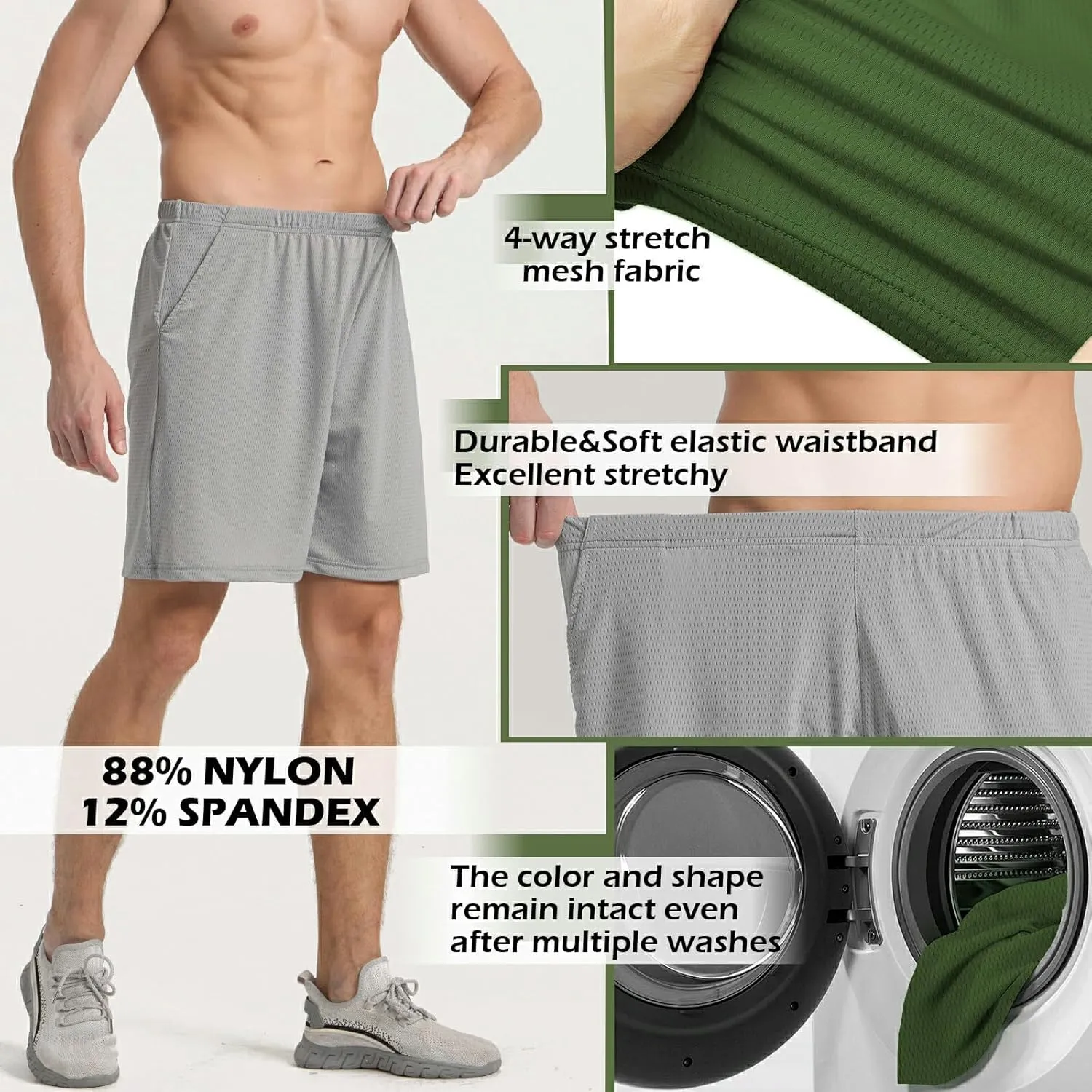 Mens Athletic Running Shorts 2 Pack Quick Dry with Pocket Gym Workout Shorts for Men Mesh Swim Trunks Board Pajama