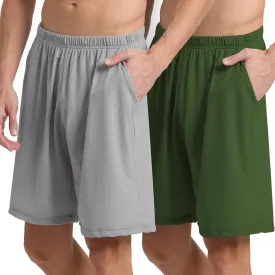 Mens Athletic Running Shorts 2 Pack Quick Dry with Pocket Gym Workout Shorts for Men Mesh Swim Trunks Board Pajama
