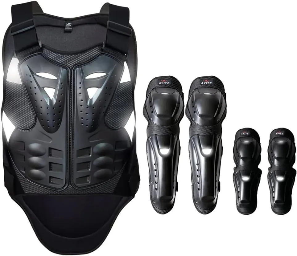 Motorcycle Accessories , Elbow Knee Pads and Chest Protector Motocross Gear for Men and Women, Dirt Bike Gear Chest Armor, Back Protection Riding Protective Gear Motorcycle Vest