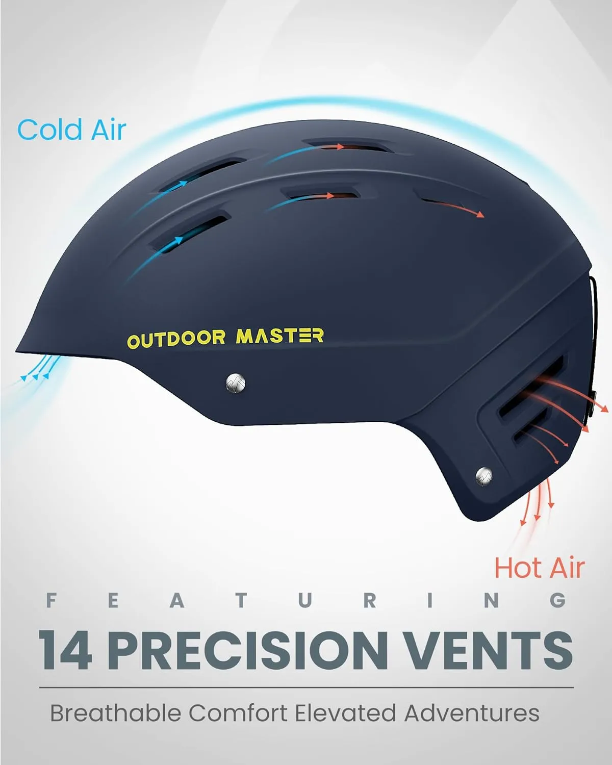 OutdoorMaster Kelvin II Ski Helmet and Wireless Bluetooth Set - Adjustable Fit Snowboard Helmet with Drop-in Headphone - Snow Sports Helmet for Men Women & Youth