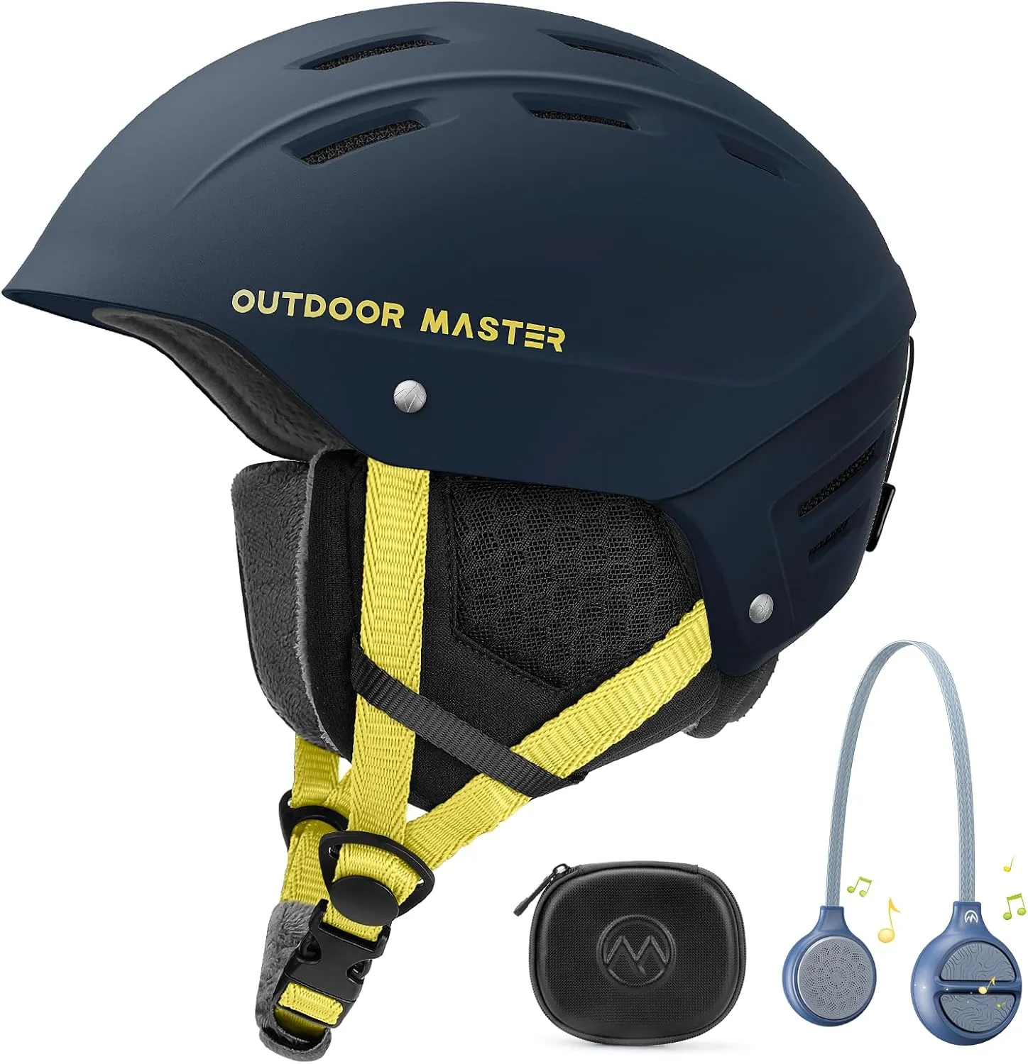 OutdoorMaster Kelvin II Ski Helmet and Wireless Bluetooth Set - Adjustable Fit Snowboard Helmet with Drop-in Headphone - Snow Sports Helmet for Men Women & Youth