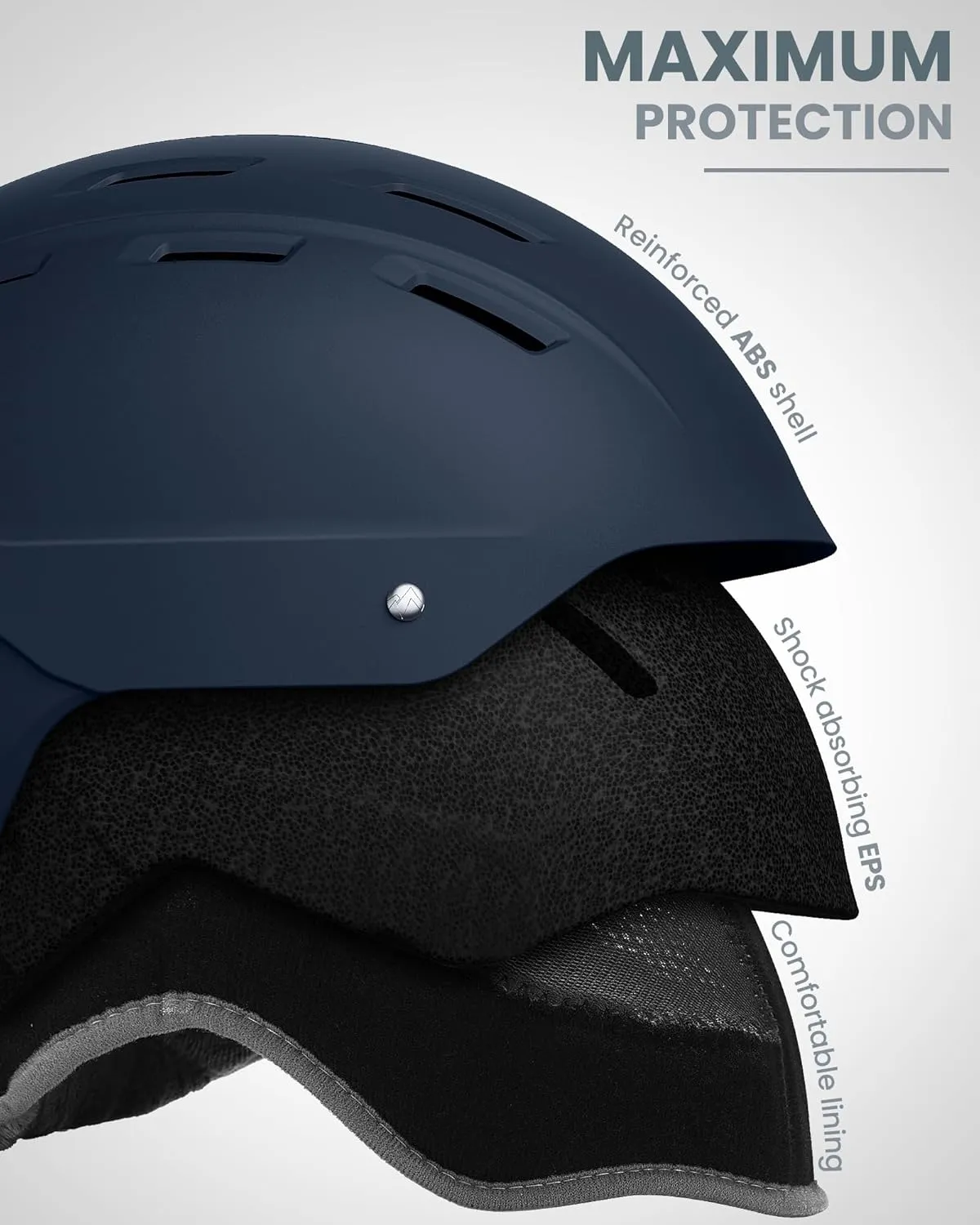 OutdoorMaster Kelvin II Ski Helmet and Wireless Bluetooth Set - Adjustable Fit Snowboard Helmet with Drop-in Headphone - Snow Sports Helmet for Men Women & Youth