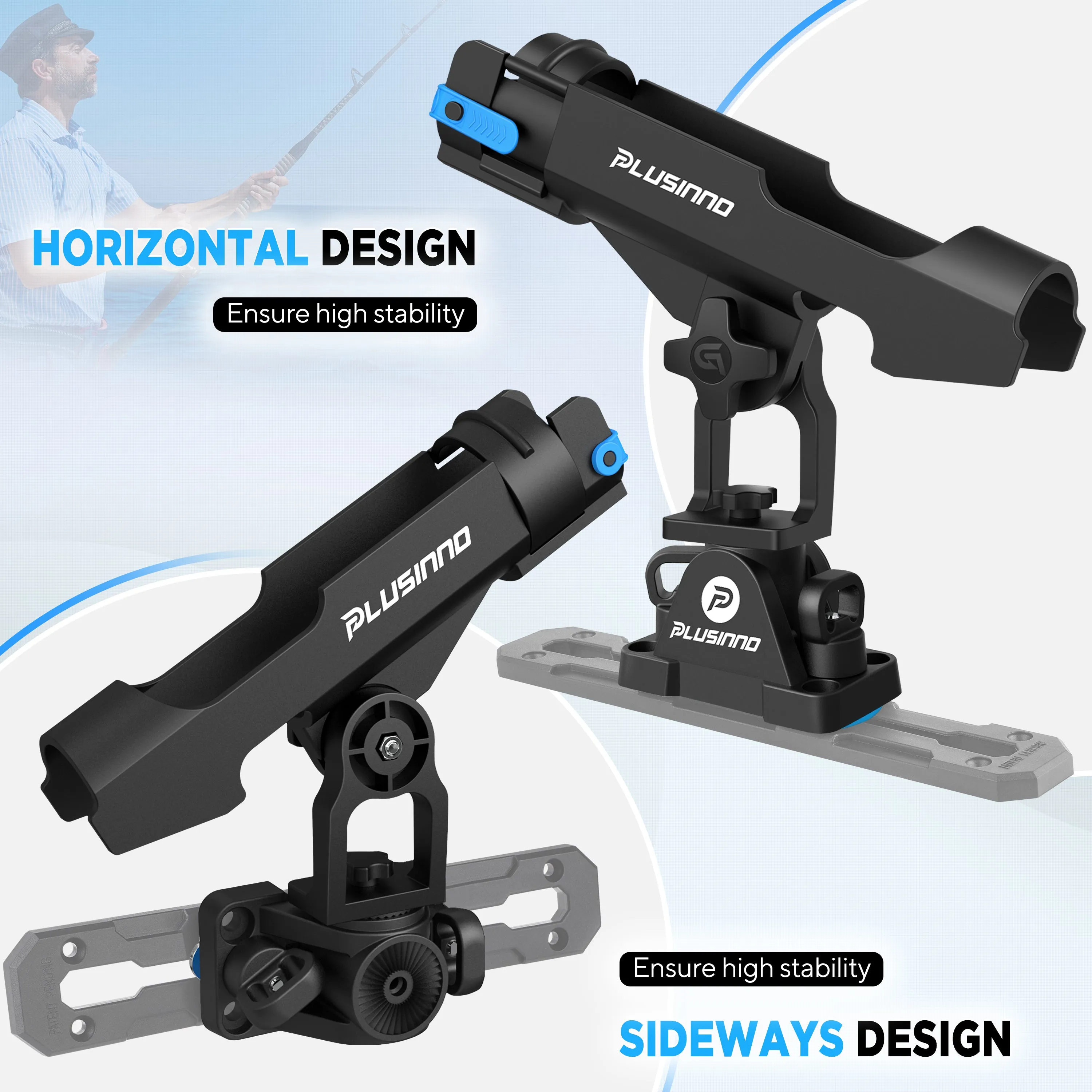 PLUSINNO 2 in 1 Fishing Rod Holders for Boat (Track not included).