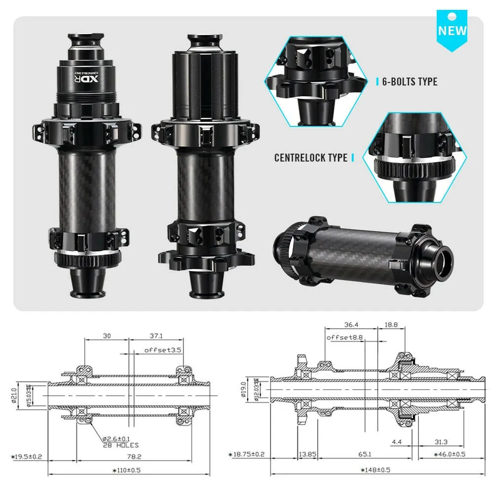 RYET MTB Bike Hub Carbon Bicycle Hub Mountain 28 Holes 6 Pawls Boost 148MM 12s 10 11 12 Speed HG MS XD Freehub Cycling Parts