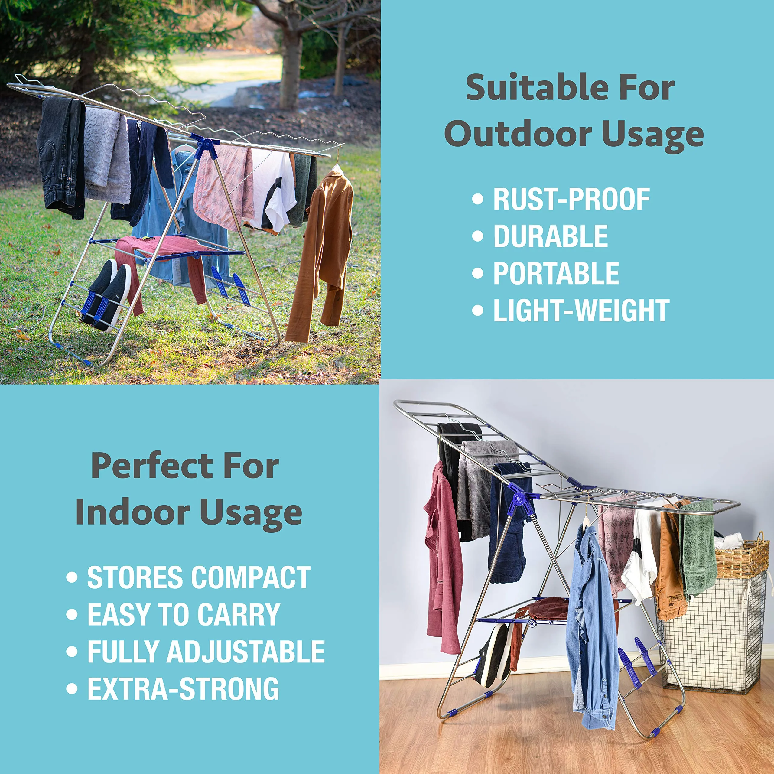 Stainless-Steel Adjustable Gullwing Drying Rack Stand