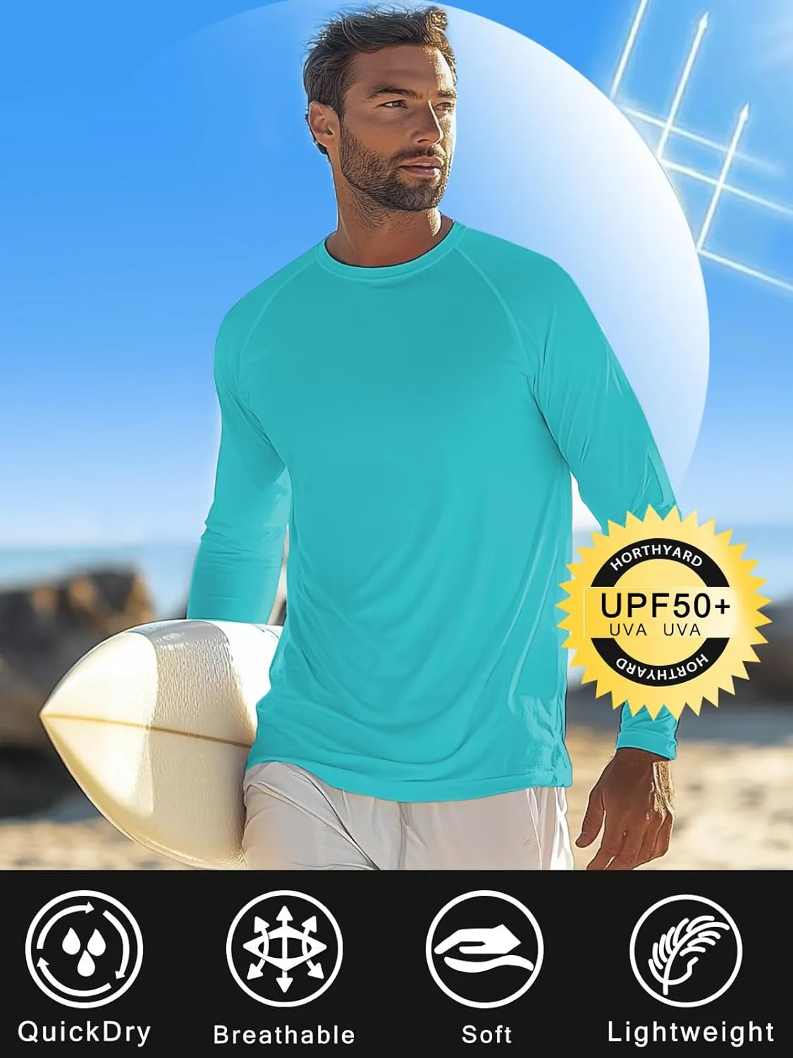 SWEET POISON Men's UPF 50  Sun Shirts Long Sleeve UV Protection Lightweight Dry Fit T-Shirt for Athletic Outdoor Tee