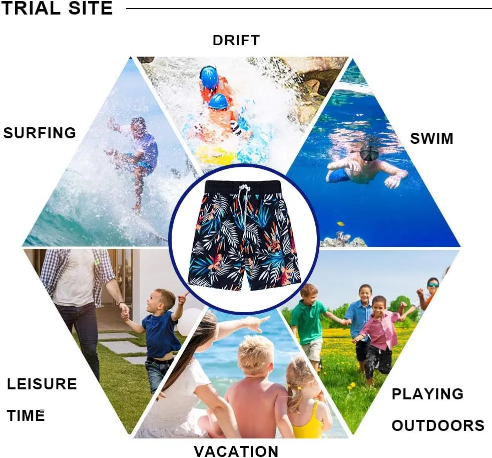 techcity Boys Teens Swim Trunks, Quick Dry Surfing Beach Sports Running Swim Shorts with Drawstring 6T to 18/20