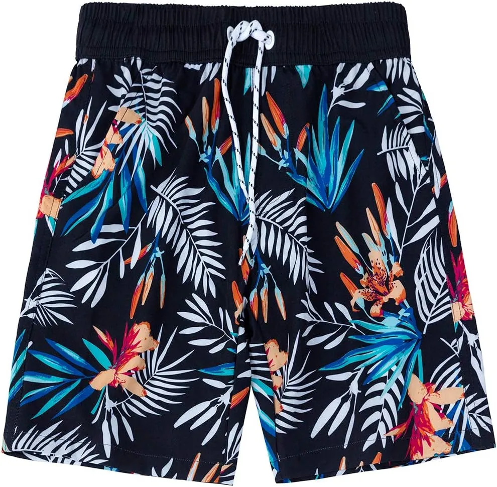techcity Boys Teens Swim Trunks, Quick Dry Surfing Beach Sports Running Swim Shorts with Drawstring 6T to 18/20