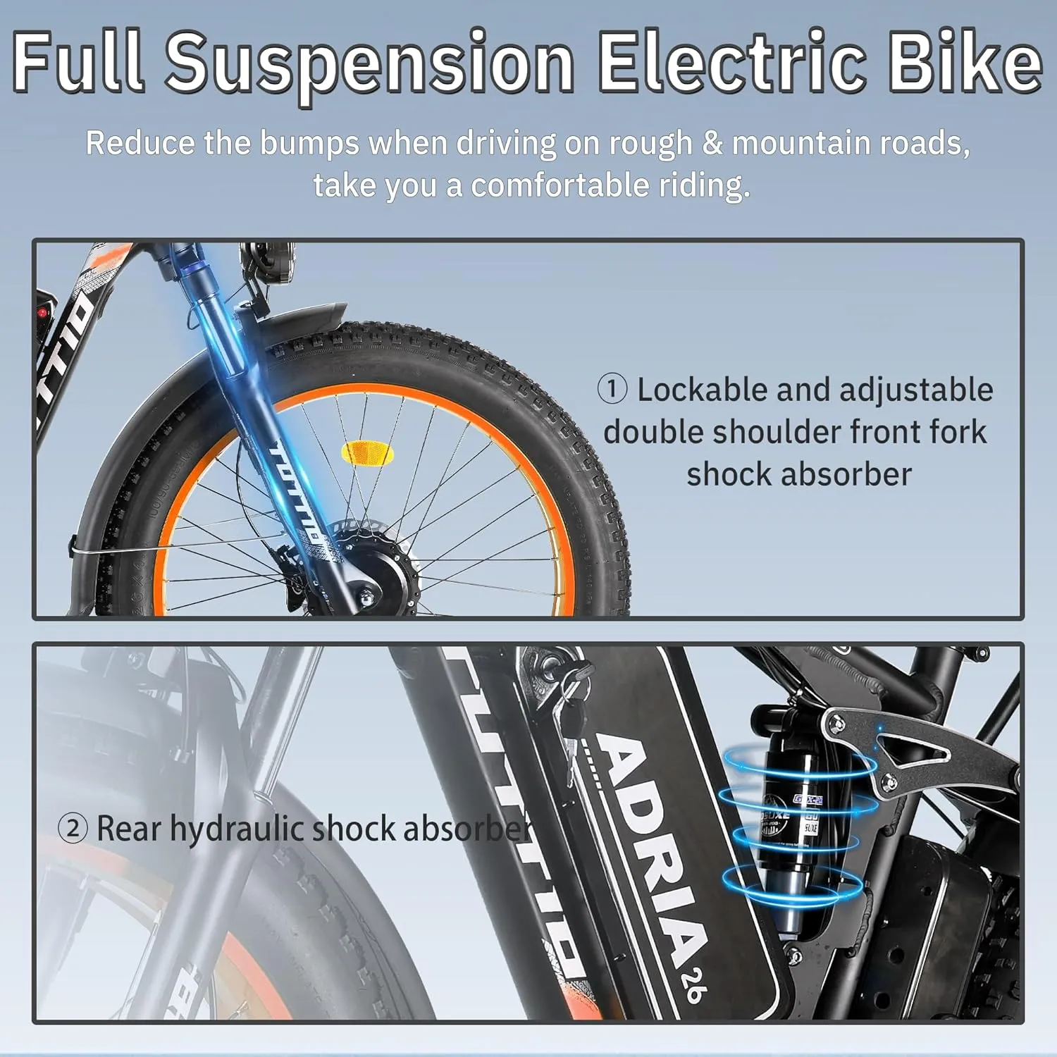 TUTTIO Electric-Bike for Adults-Men, Dual-Motor-Ebike 40-46MPH-Hunting-Ebike, 52V 30AH Long Range Dirtbike, 26" Fat-Tire-Electric-Bicycle, Full Suspension Mountain Bike for Off-Road Snow Sand