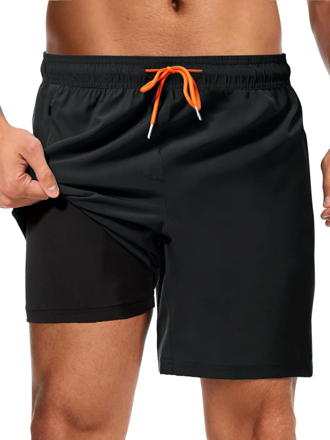 Ultrafun Mens Swim Trunks with Compression Liner 7 Inch Inseam Quick Dry 2 in 1 Swimming Board Shorts Swimsuit for Men
