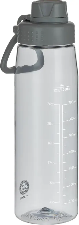 Water Bottle 32oz, clear water bottle with Chug Lid and Carry Handle, Reusable, Tritan, BPA Free, Hiking Water Bottle Suitable for Travel, Outdoors, Gym, Travel, Home, School (Gray)