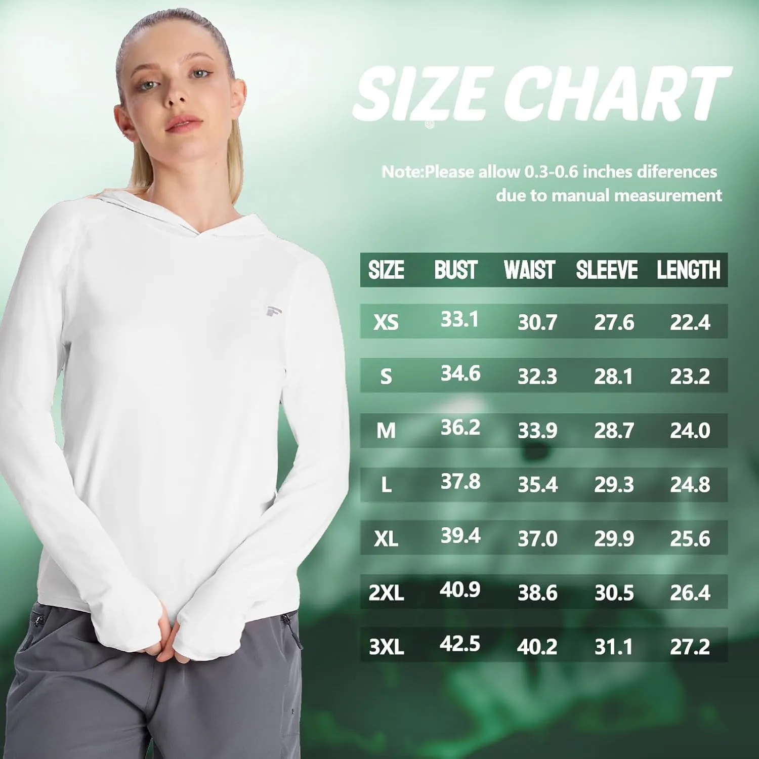 womens 2 Pack UPF50  Sun Shirt Long Sleeve Hoodies UV Protection Clothing Hiking Athletic Outdoor Lightweight Shirt