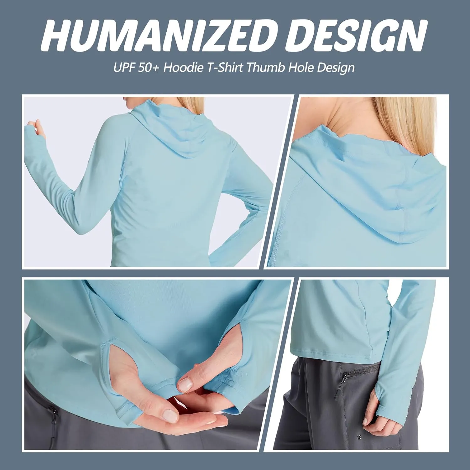 womens 2 Pack UPF50  Sun Shirt Long Sleeve Hoodies UV Protection Clothing Hiking Athletic Outdoor Lightweight Shirt