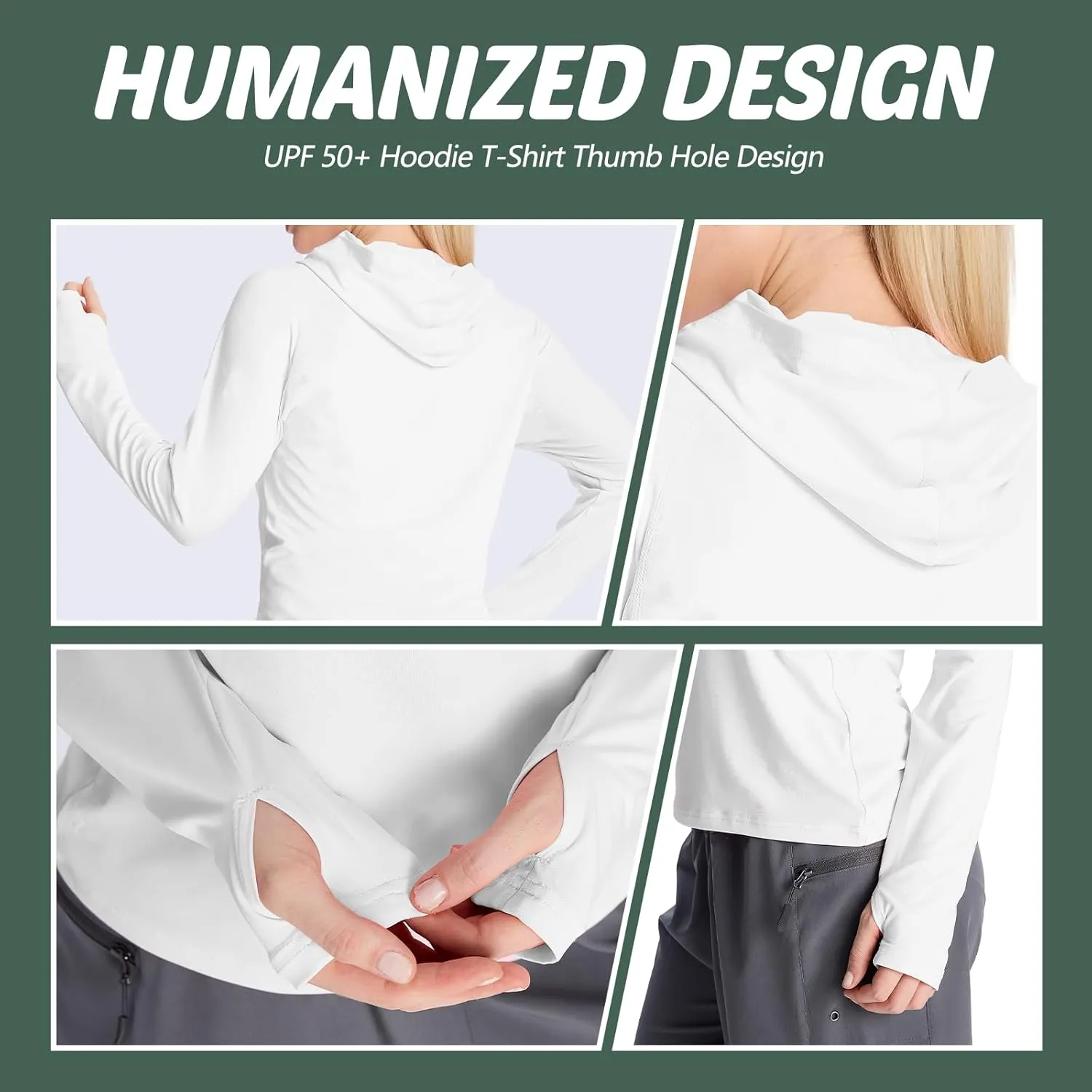 womens 2 Pack UPF50  Sun Shirt Long Sleeve Hoodies UV Protection Clothing Hiking Athletic Outdoor Lightweight Shirt