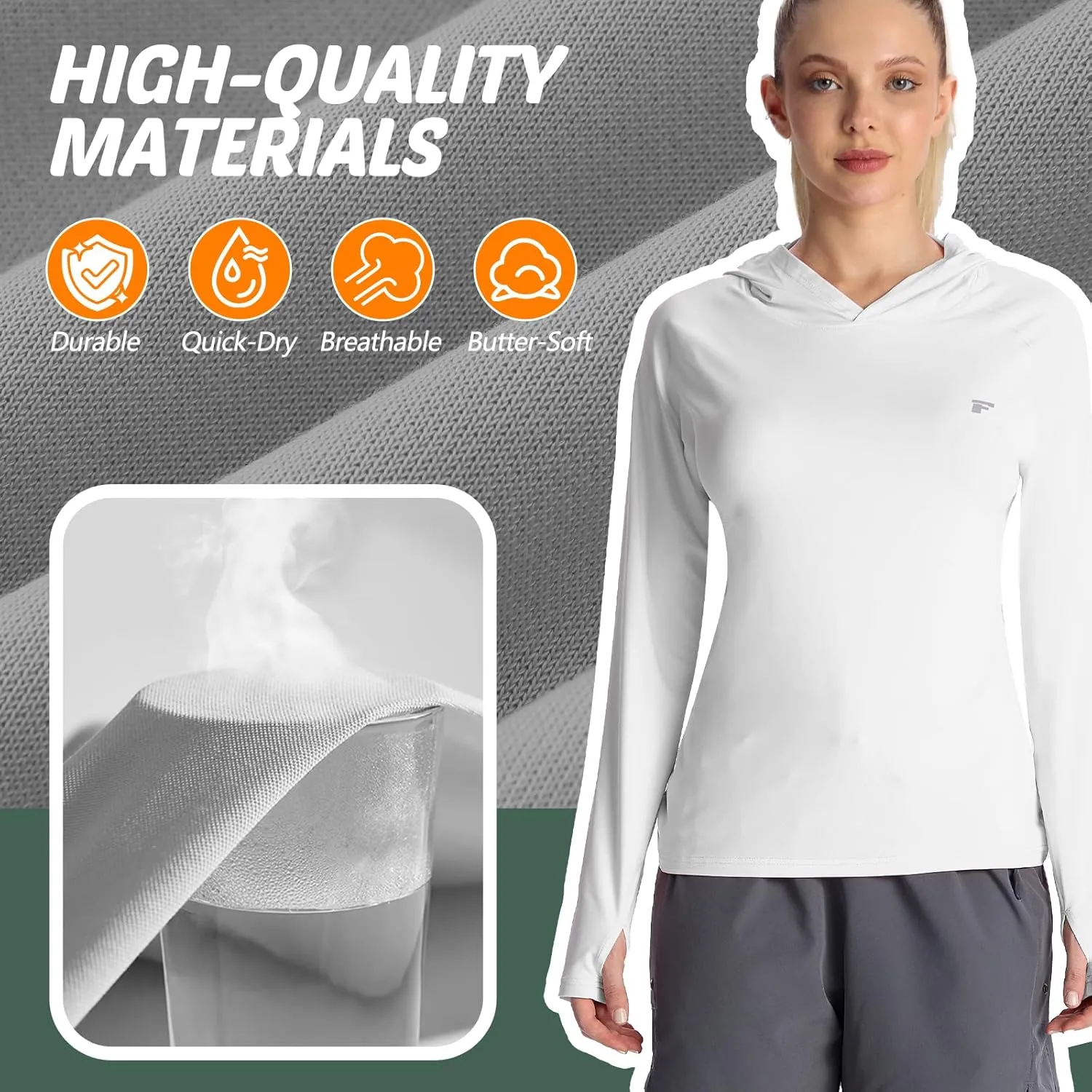 womens 2 Pack UPF50  Sun Shirt Long Sleeve Hoodies UV Protection Clothing Hiking Athletic Outdoor Lightweight Shirt