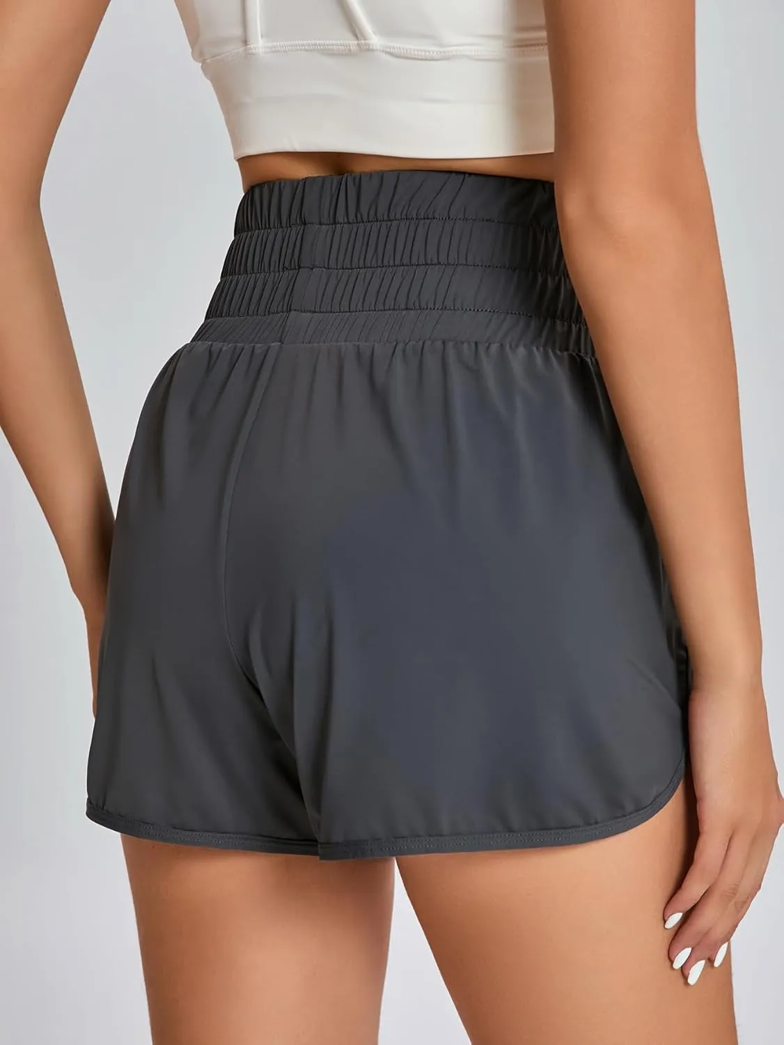 Yilisha Women High Waisted Swim Shorts Tummy Control Swim Bottoms Swimming Shorts with Liner Zipper Pocket